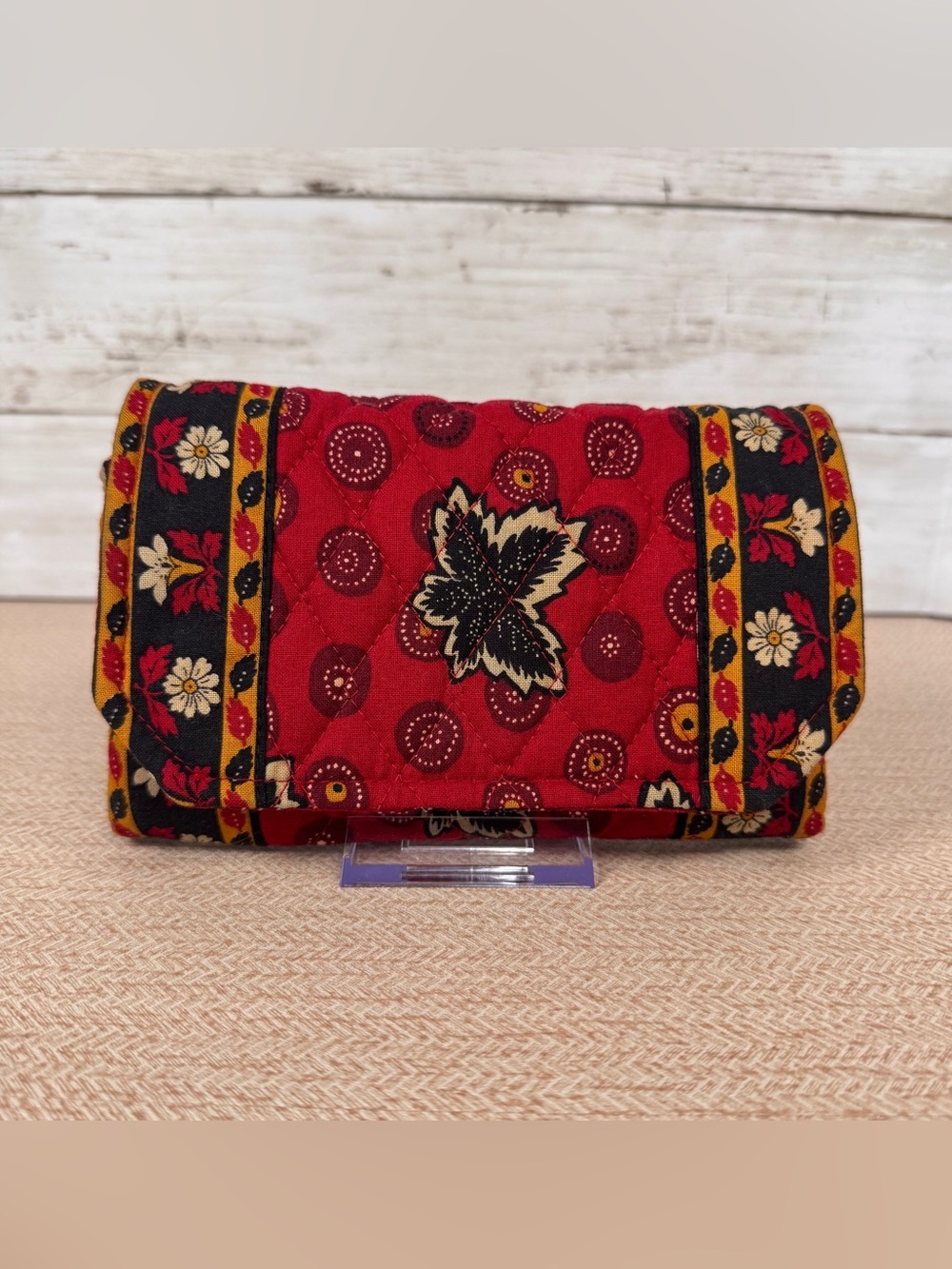 Vintage Vera Bradley Red Coin Mini Hipster Crossbody Bag Purse Maple Leaf